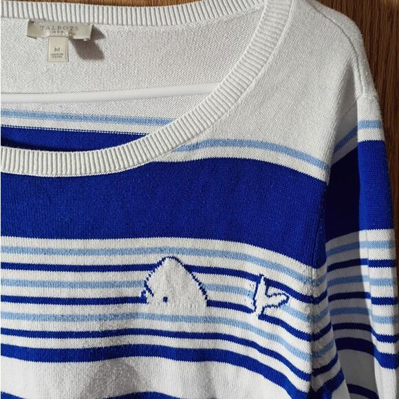 Talbots Cotton Breton Stripe Knit Top Medium Classic Nautical Old Money Prep - Picture 3 of 10